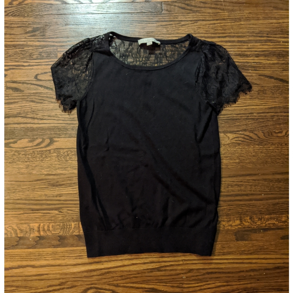 Ann Taylor Loft Black Lace Shirt